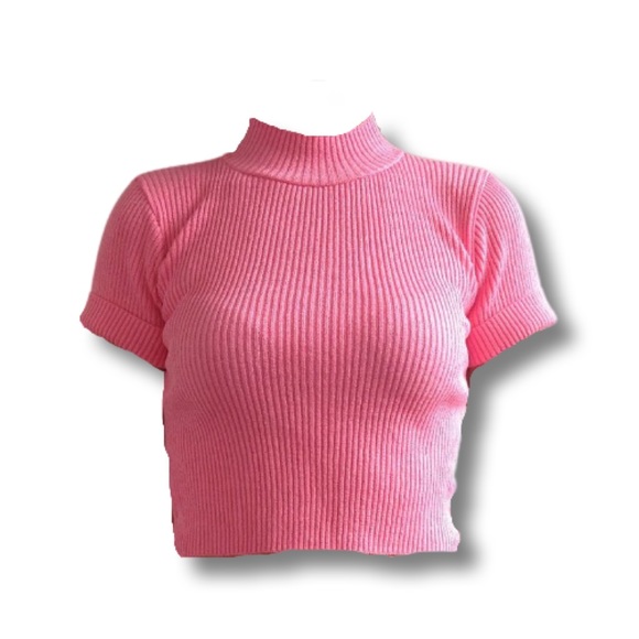 Vintage Pink Turtleneck Crop Top - Picture 2 of 7